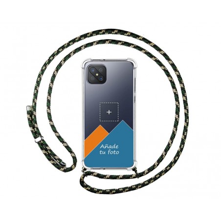 Personaliza tu Funda Colgante Transparente para Oppo Reno 4Z 5G con Cordon Verde / Dorado Dibujo Personalizada