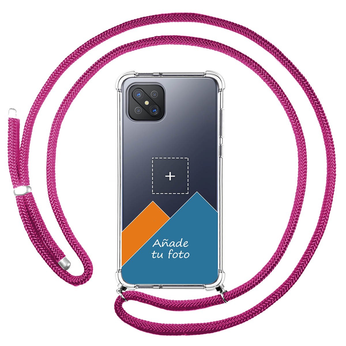 Personaliza tu Funda Colgante Transparente para Oppo Reno 4Z 5G con Cordon Rosa Fucsia Dibujo Personalizada