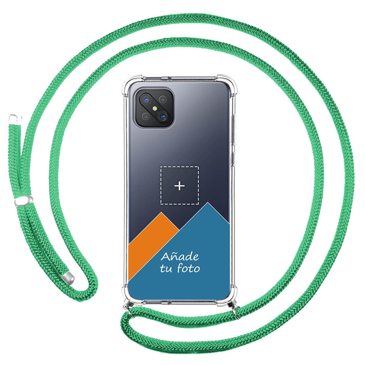 Personaliza tu Funda Colgante Transparente para Oppo Reno 4Z 5G con Cordon Verde Agua Dibujo Personalizada