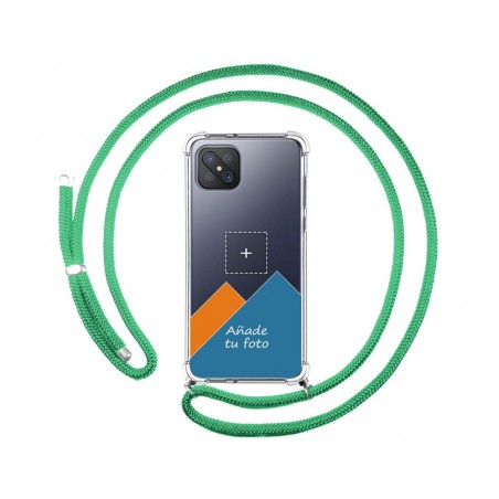 Personaliza tu Funda Colgante Transparente para Oppo Reno 4Z 5G con Cordon Verde Agua Dibujo Personalizada