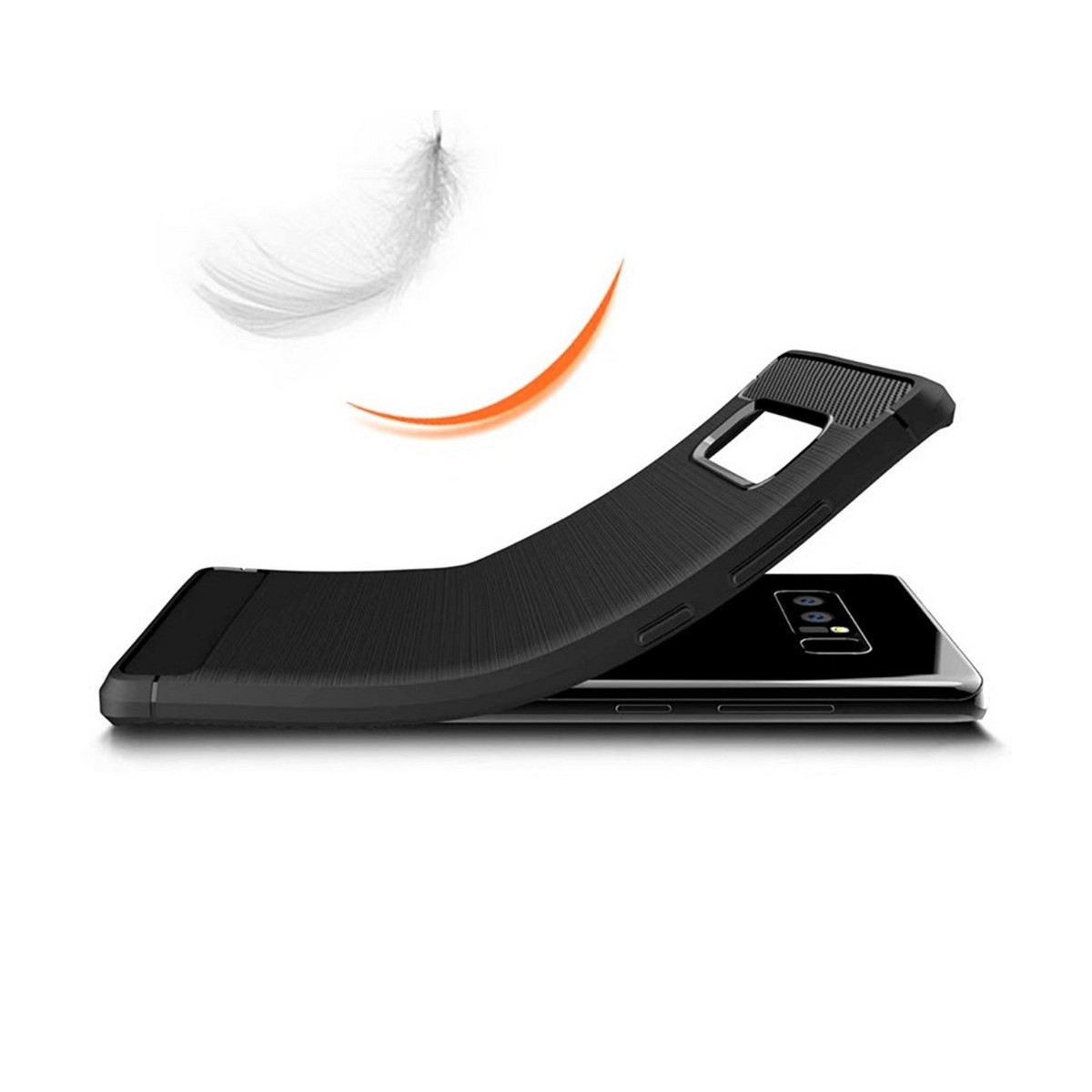 Funda Gel Tpu Tipo Carbon Negra para Samsung Galaxy Note 8