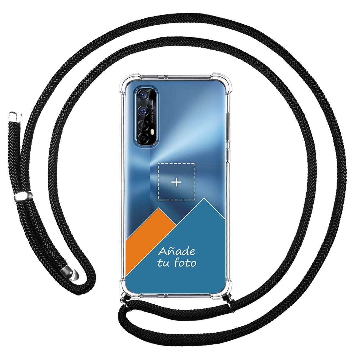 Personaliza tu Funda Colgante Transparente para Realme 7 con Cordon Negro Dibujo Personalizada