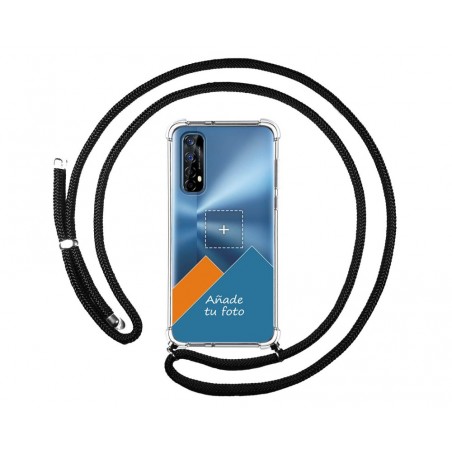 Personaliza tu Funda Colgante Transparente para Realme 7 con Cordon Negro Dibujo Personalizada