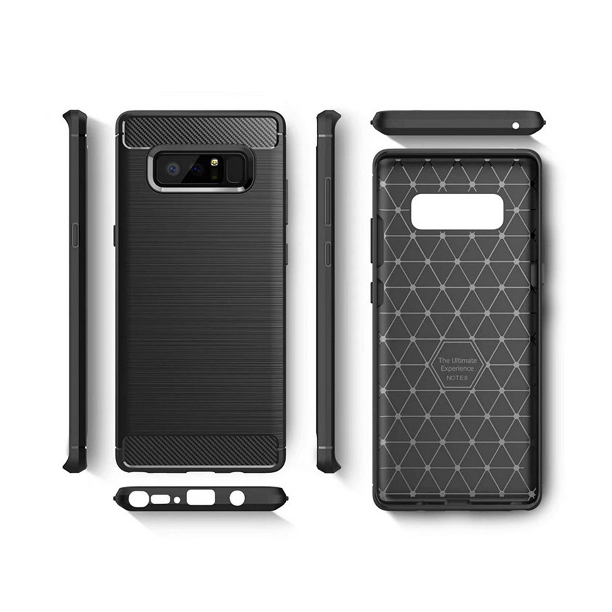 Funda Gel Tpu Tipo Carbon Negra para Samsung Galaxy Note 8
