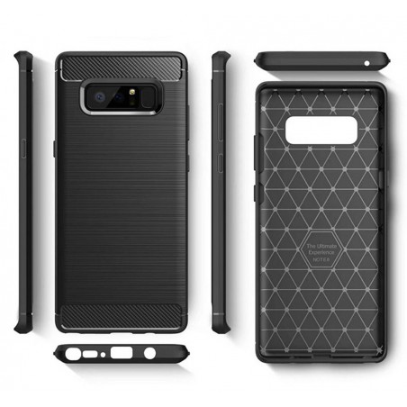 Funda Gel Tpu Tipo Carbon Negra para Samsung Galaxy Note 8