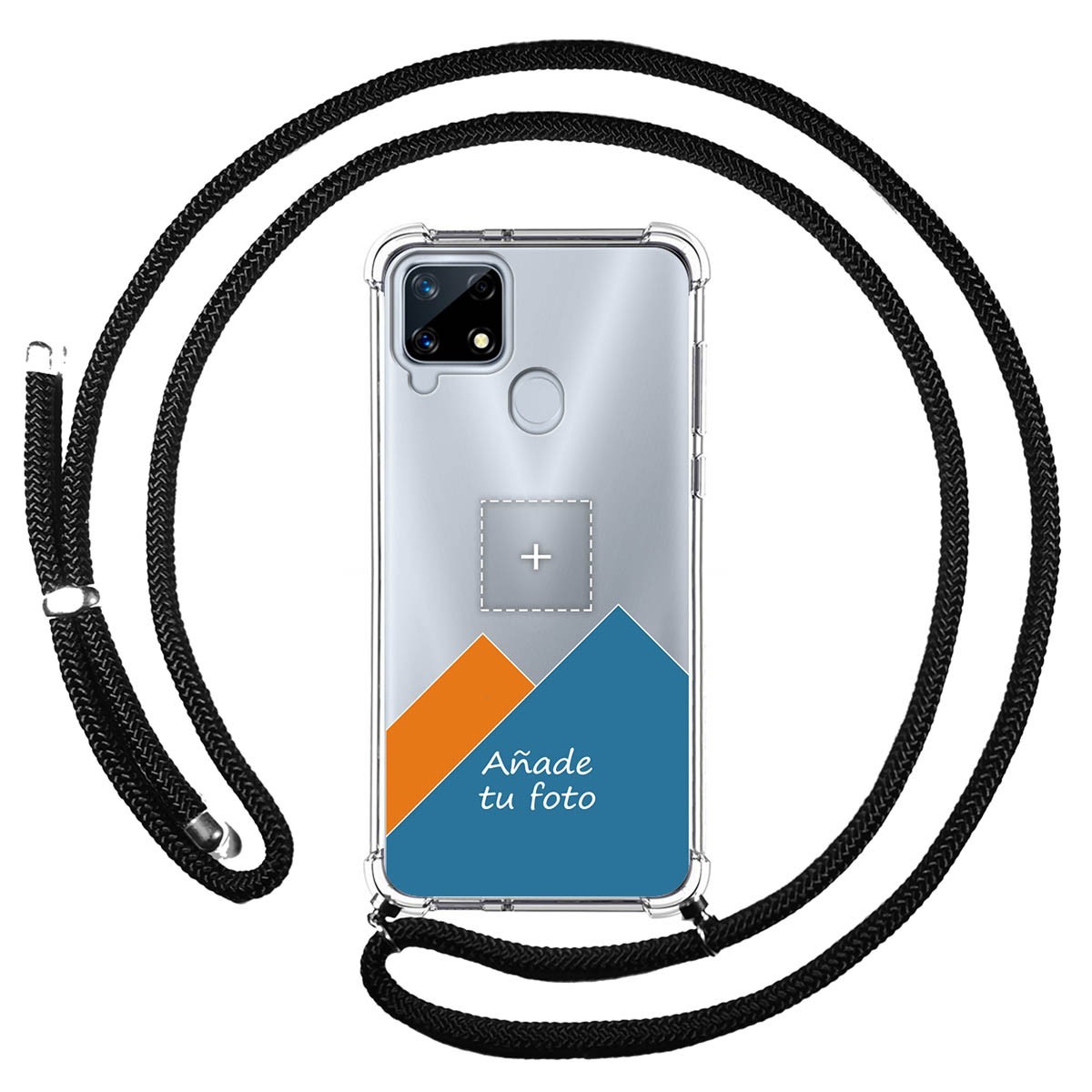 Personaliza tu Funda Colgante Transparente para Realme 7i / Narzo 30A con Cordon Negro Dibujo Personalizada