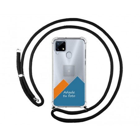 Personaliza tu Funda Colgante Transparente para Realme 7i / Narzo 30A con Cordon Negro Dibujo Personalizada