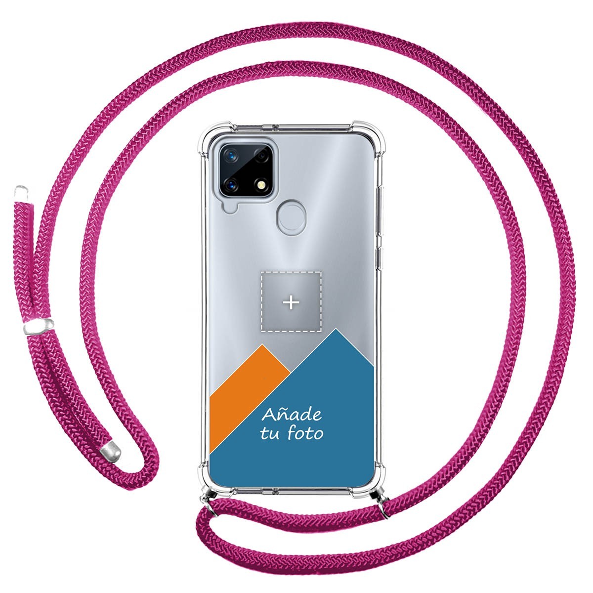 Personaliza tu Funda Colgante Transparente para Realme 7i / Narzo 30A con Cordon Rosa Fucsia Dibujo Personalizada