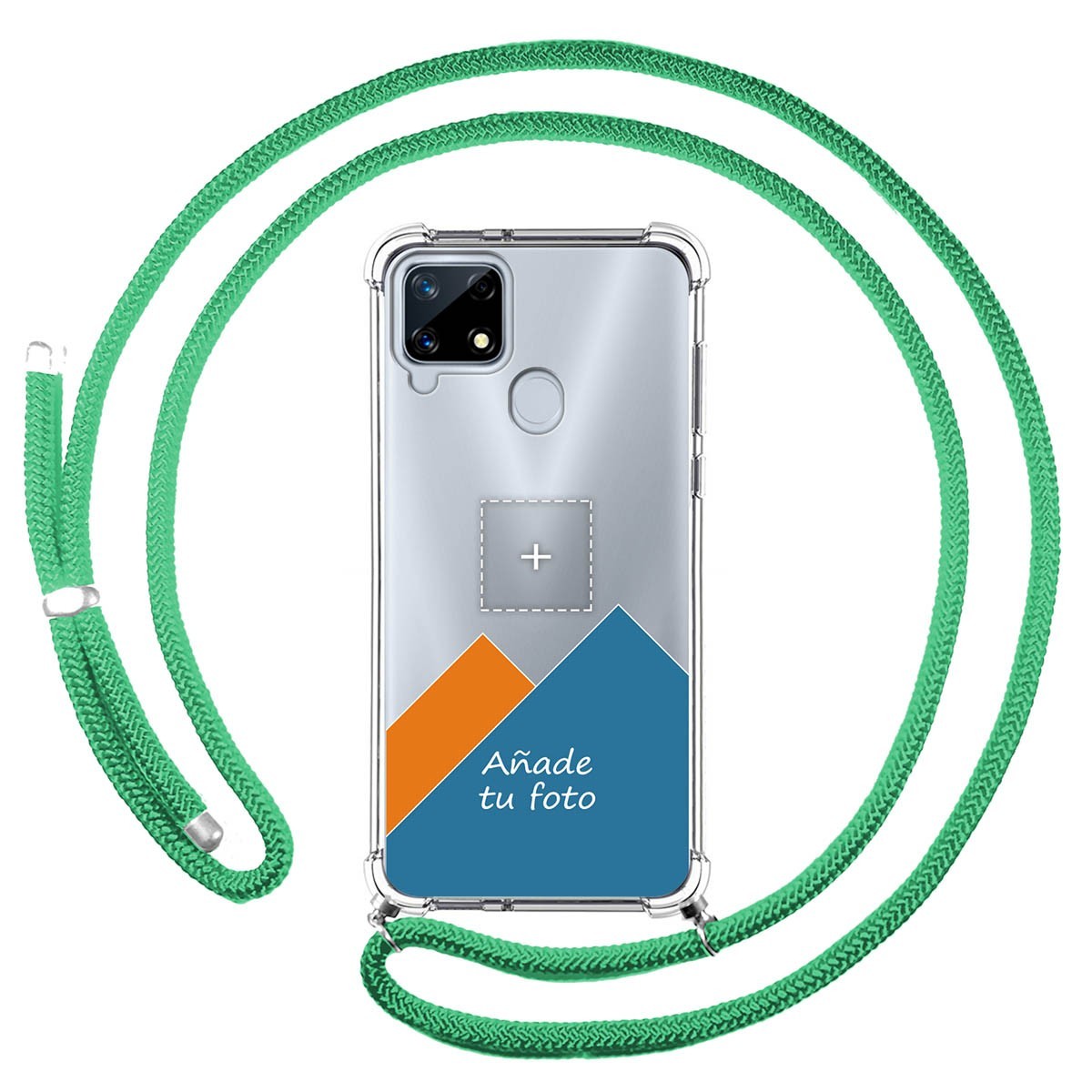 Personaliza tu Funda Colgante Transparente para Realme 7i / Narzo 30A con Cordon Verde Agua Dibujo Personalizada