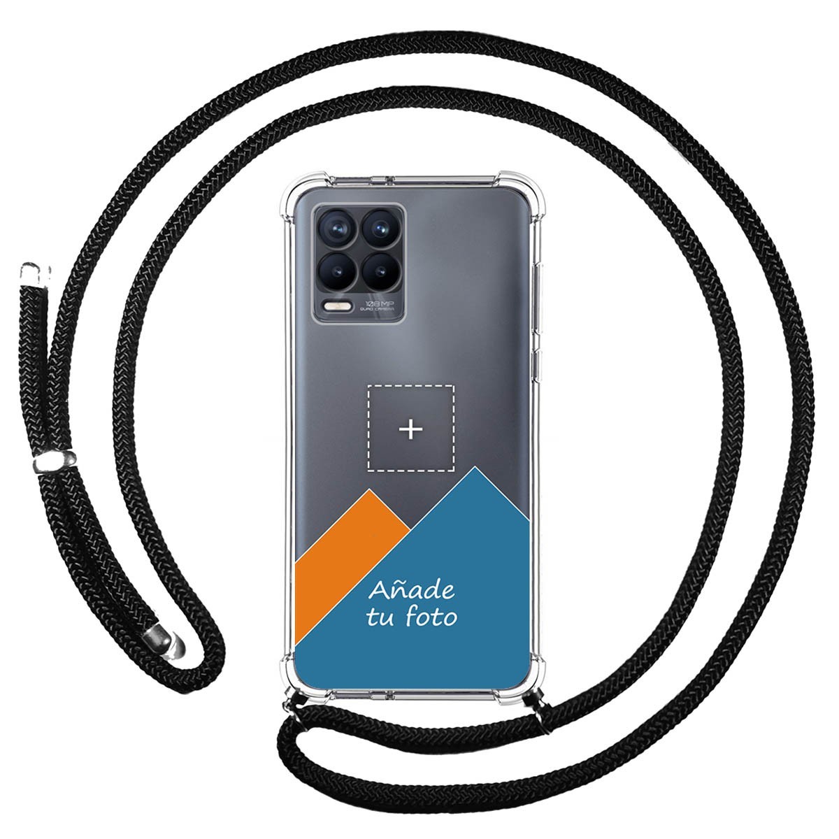 Personaliza tu Funda Colgante Transparente para Realme 8 4G / 8 Pro con Cordon Negro Dibujo Personalizada