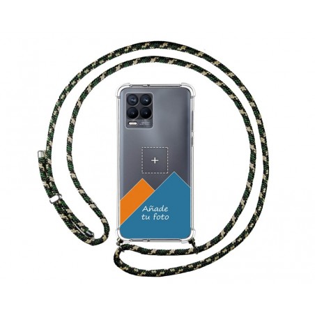 Personaliza tu Funda Colgante Transparente para Realme 8 4G / 8 Pro con Cordon Verde / Dorado Dibujo Personalizada