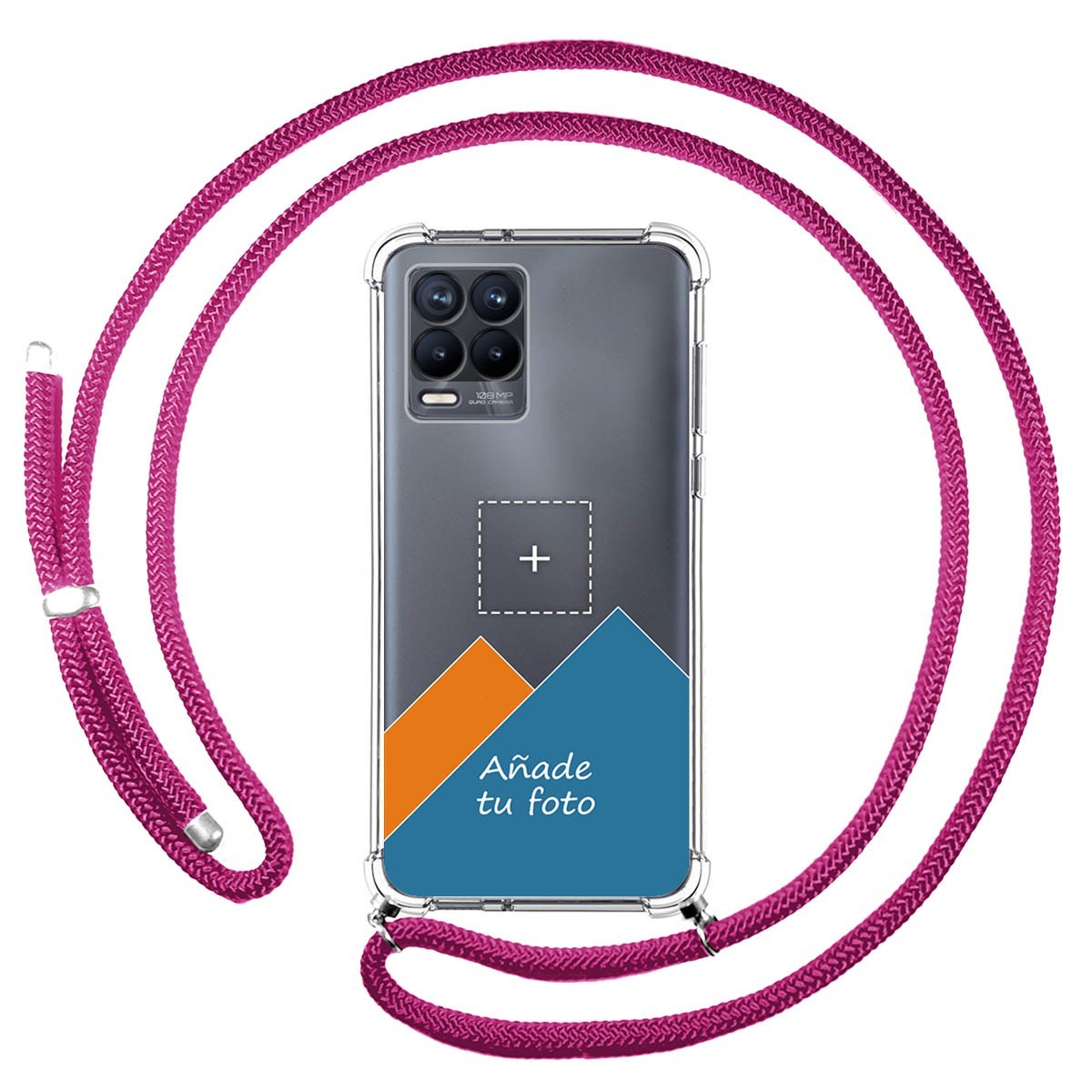 Personaliza tu Funda Colgante Transparente para Realme 8 4G / 8 Pro con Cordon Rosa Fucsia Dibujo Personalizada