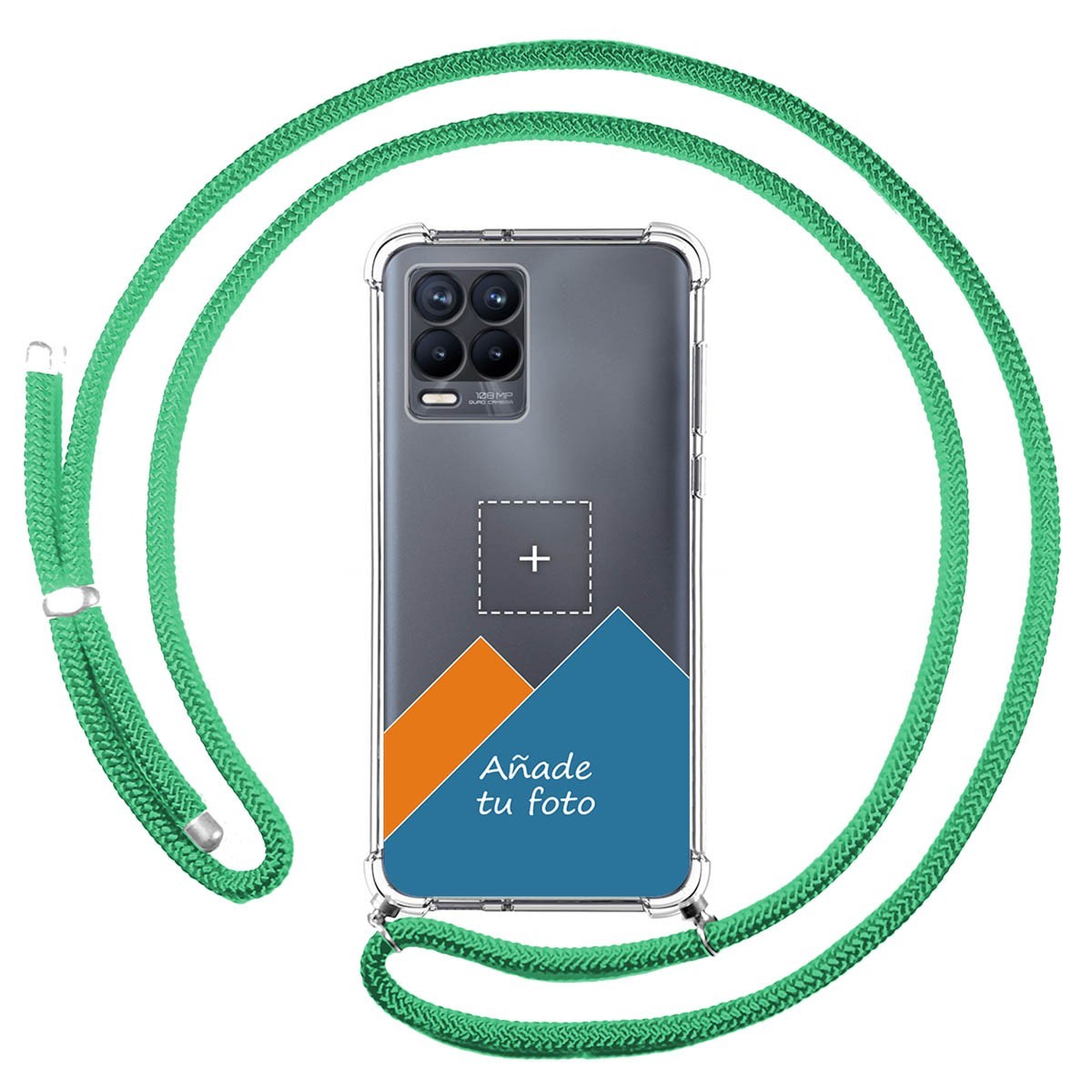 Personaliza tu Funda Colgante Transparente para Realme 8 4G / 8 Pro con Cordon Verde Agua Dibujo Personalizada