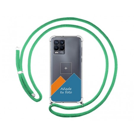 Personaliza tu Funda Colgante Transparente para Realme 8 4G / 8 Pro con Cordon Verde Agua Dibujo Personalizada