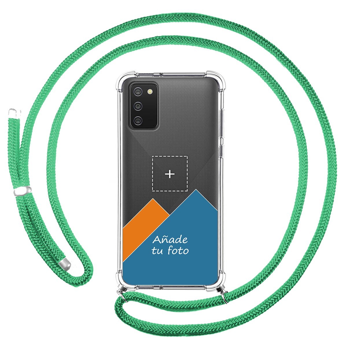 Personaliza tu Funda Colgante Transparente para Samsung Galaxy A02s con Cordon Verde Agua Dibujo Personalizada