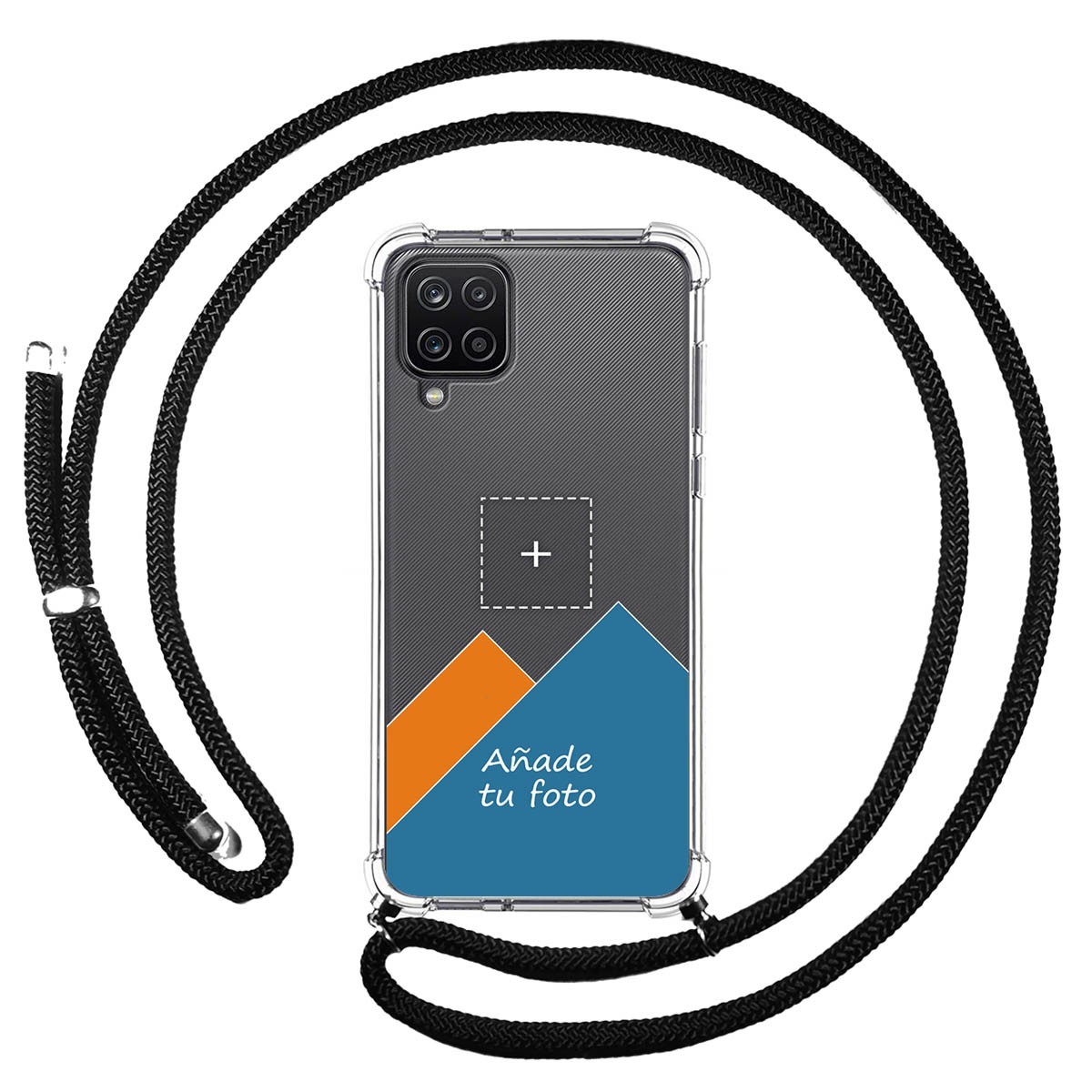 Personaliza tu Funda Colgante Transparente para Samsung Galaxy A12 / M12 con Cordon Negro Dibujo Personalizada