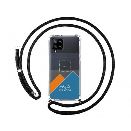 Personaliza tu Funda Colgante Transparente para Samsung Galaxy A42 5G con Cordon Negro Dibujo Personalizada