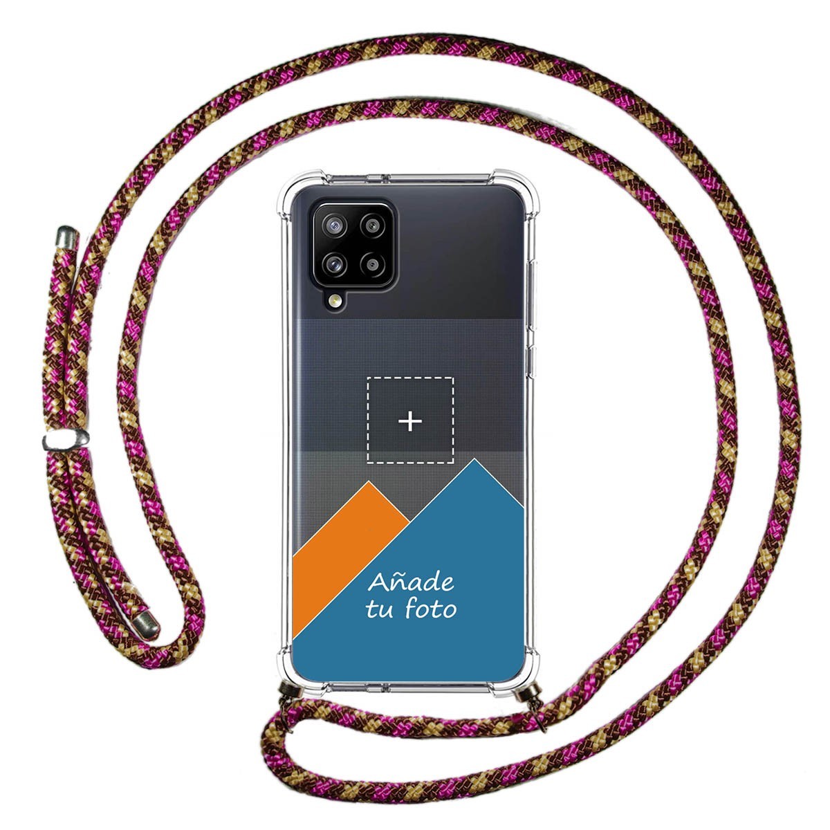 Personaliza tu Funda Colgante Transparente para Samsung Galaxy A42 5G con Cordon Rosa / Dorado Dibujo Personalizada