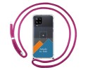 Personaliza tu Funda Colgante Transparente para Samsung Galaxy A42 5G con Cordon Rosa Fucsia Dibujo Personalizada