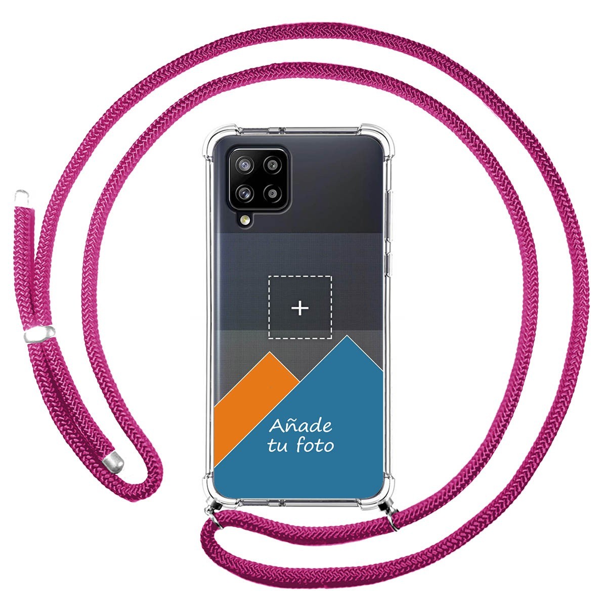 Personaliza tu Funda Colgante Transparente para Samsung Galaxy A42 5G con Cordon Rosa Fucsia Dibujo Personalizada