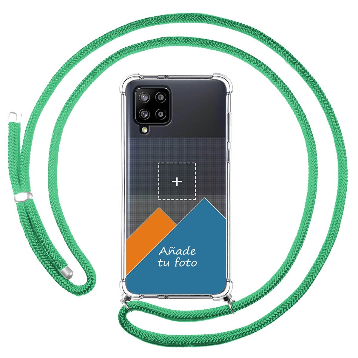 Personaliza tu Funda Colgante Transparente para Samsung Galaxy A42 5G con Cordon Verde Agua Dibujo Personalizada