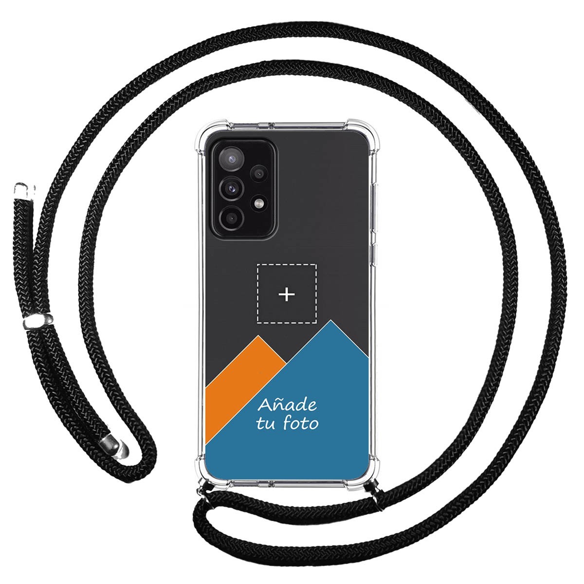 Personaliza tu Funda Colgante Transparente para Samsung Galaxy A52 / A52 5G / A52s 5G con Cordon Negro Dibujo