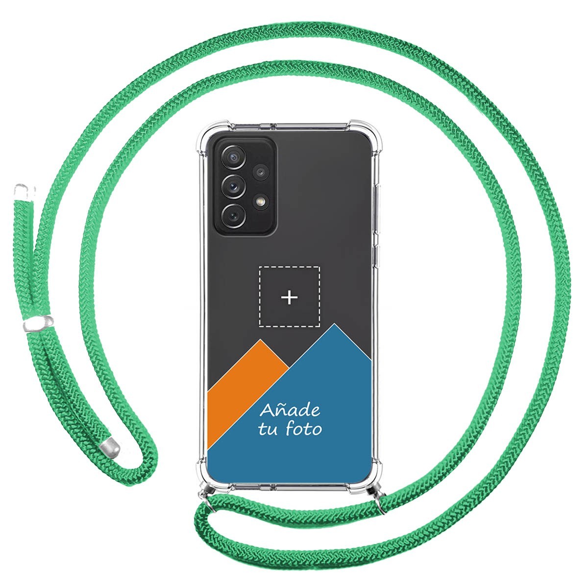 Personaliza tu Funda Colgante Transparente para Samsung Galaxy A72 con Cordon Verde Agua Dibujo Personalizada