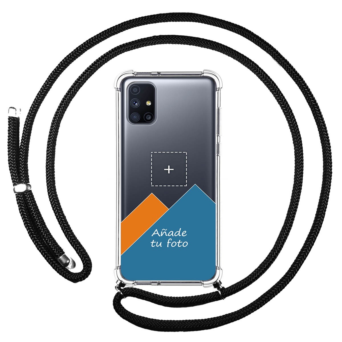Personaliza tu Funda Colgante Transparente para Samsung Galaxy M51 con Cordon Negro Dibujo Personalizada