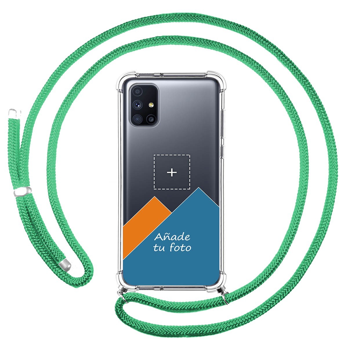 Personaliza tu Funda Colgante Transparente para Samsung Galaxy M51 con Cordon Verde Agua Dibujo Personalizada