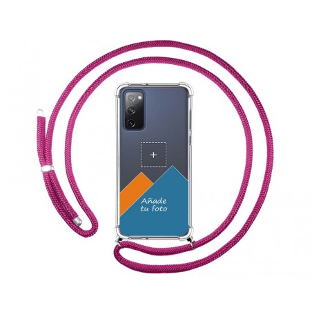 Personaliza tu Funda Colgante Transparente para Samsung Galaxy S20 FE con Cordon Rosa Fucsia Dibujo Personalizada