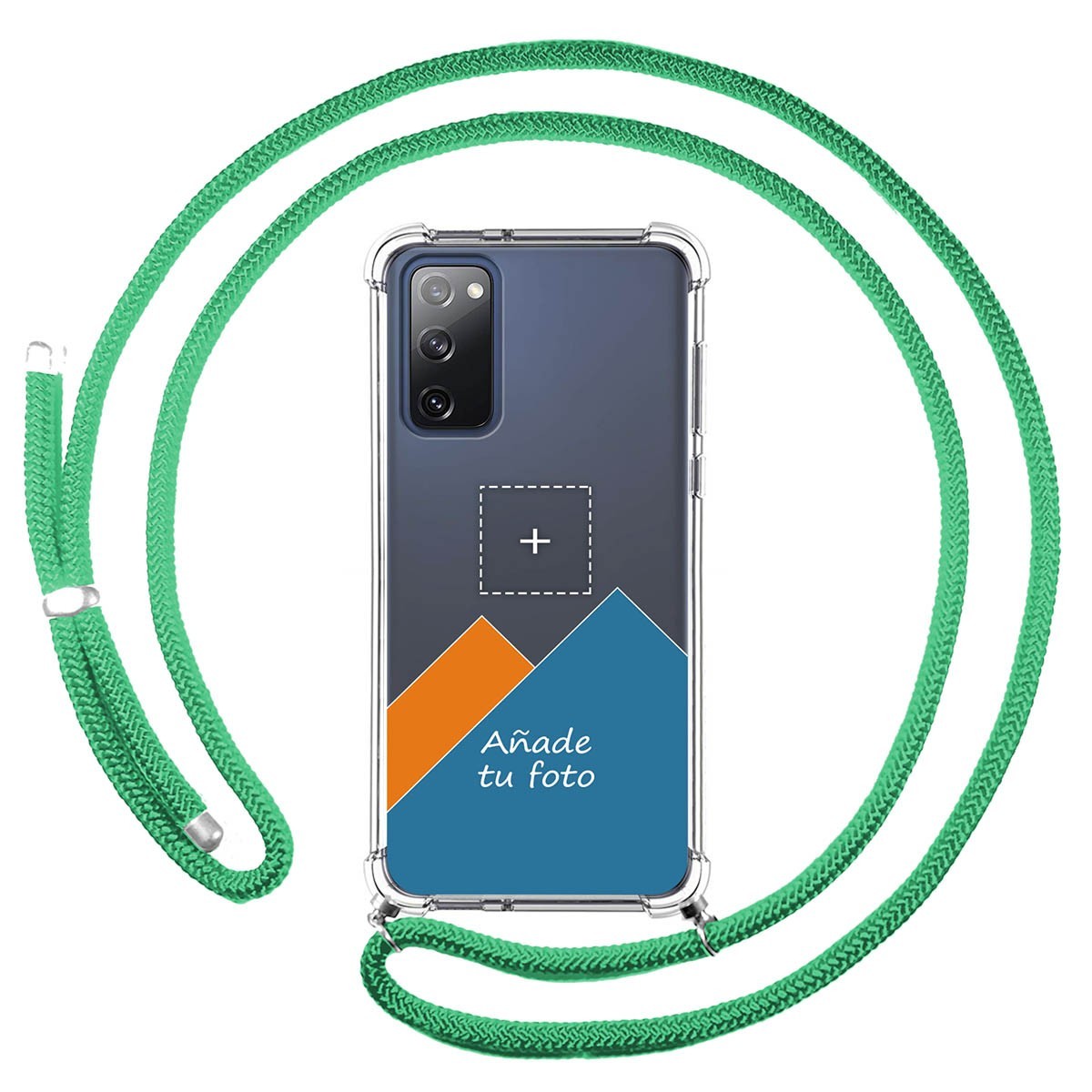 Personaliza tu Funda Colgante Transparente para Samsung Galaxy S20 FE con Cordon Verde Agua Dibujo Personalizada