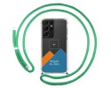 Personaliza tu Funda Colgante Transparente para Samsung Galaxy S21 Ultra 5G con Cordon Verde Agua Dibujo Personalizada