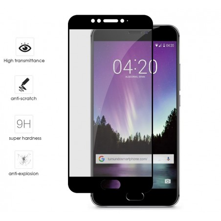 Protector Cristal Templado Frontal Completo Negro para Meizu Mx6 Vidrio