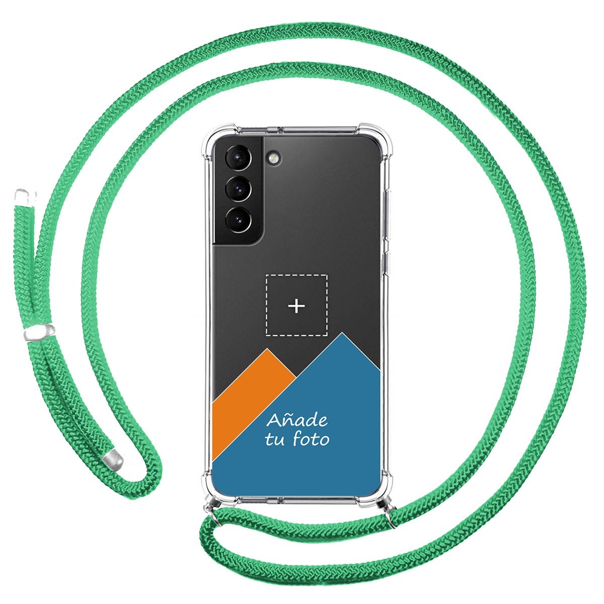 Personaliza tu Funda Colgante Transparente para Samsung Galaxy S21+ Plus 5G con Cordon Verde Agua Dibujo Personalizada