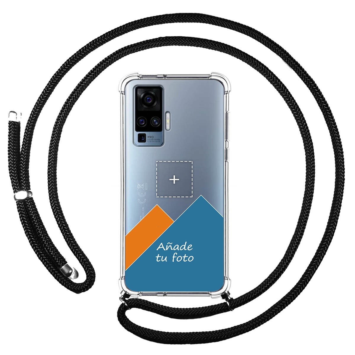 Personaliza tu Funda Colgante Transparente para Vivo X51 5G con Cordon Negro Dibujo Personalizada
