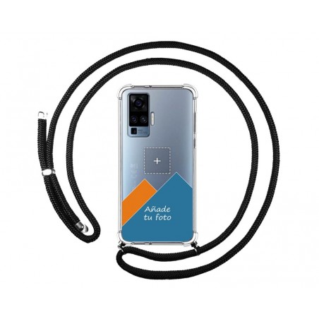 Personaliza tu Funda Colgante Transparente para Vivo X51 5G con Cordon Negro Dibujo Personalizada