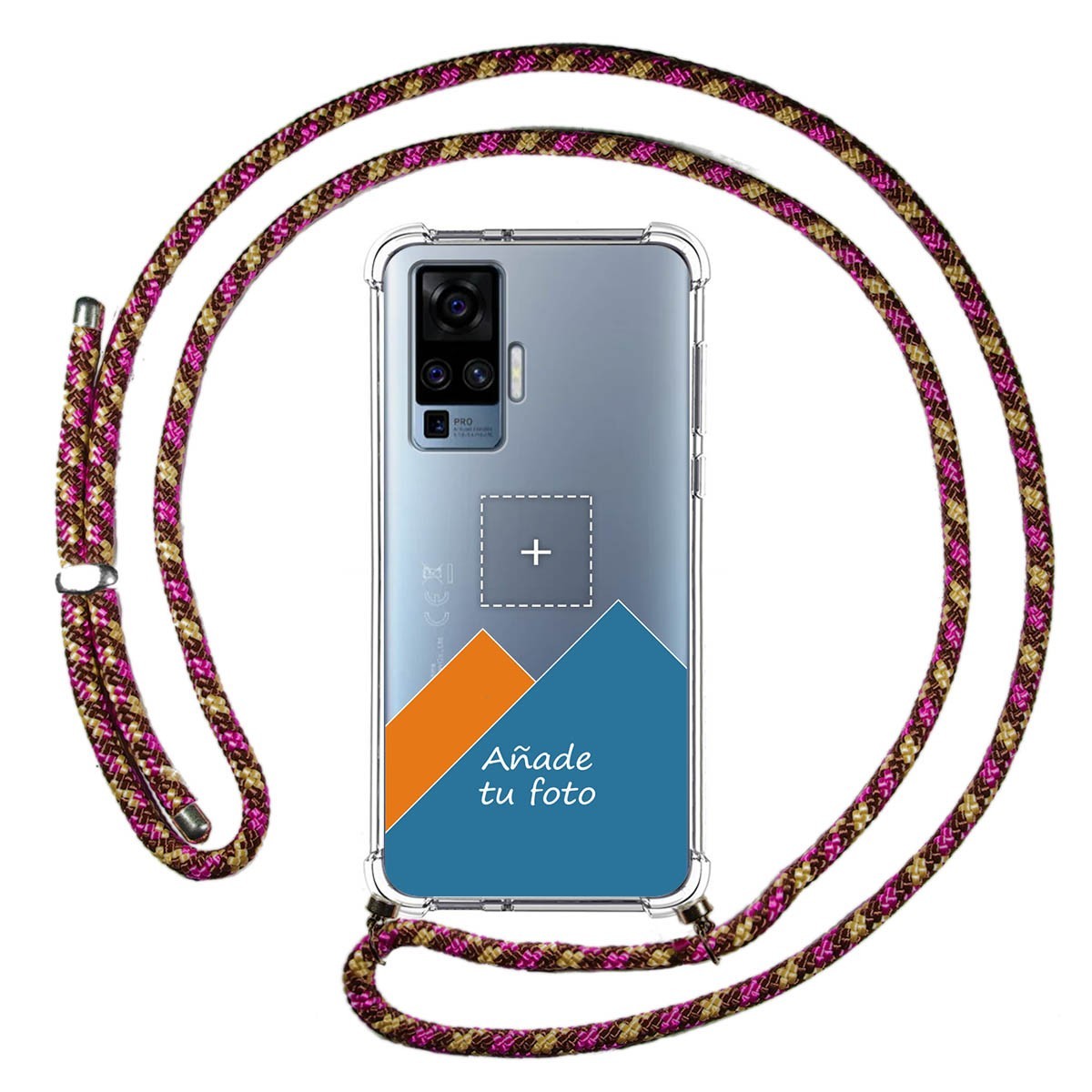 Personaliza tu Funda Colgante Transparente para Vivo X51 5G con Cordon Rosa / Dorado Dibujo Personalizada