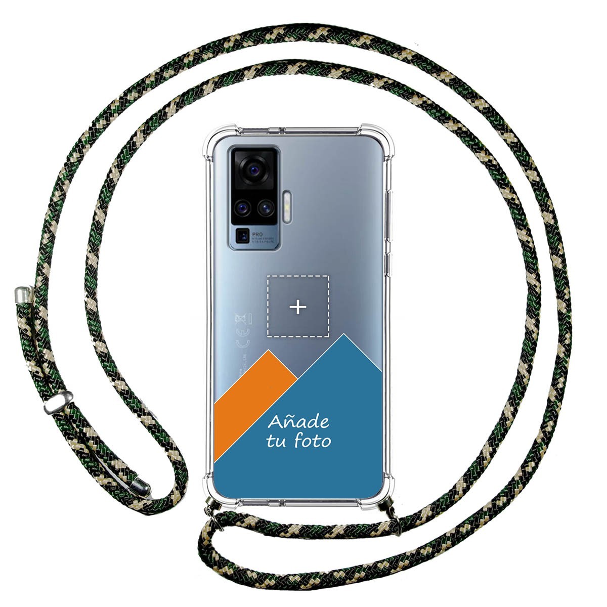 Personaliza tu Funda Colgante Transparente para Vivo X51 5G con Cordon Verde / Dorado Dibujo Personalizada