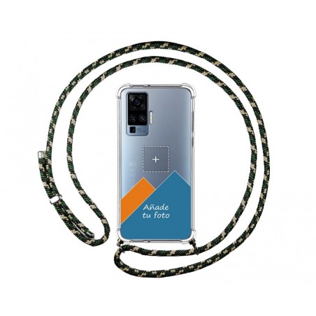 Personaliza tu Funda Colgante Transparente para Vivo X51 5G con Cordon Verde / Dorado Dibujo Personalizada