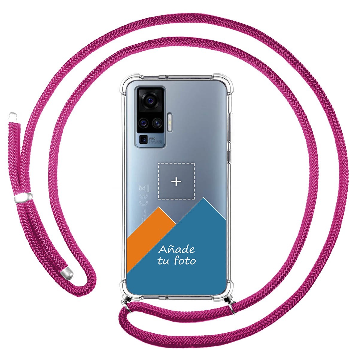 Personaliza tu Funda Colgante Transparente para Vivo X51 5G con Cordon Rosa Fucsia Dibujo Personalizada