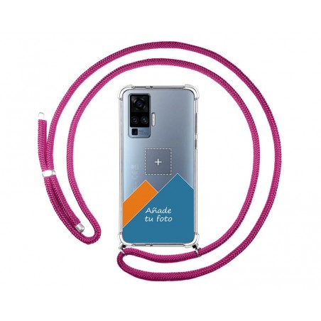 Personaliza tu Funda Colgante Transparente para Vivo X51 5G con Cordon Rosa Fucsia Dibujo Personalizada