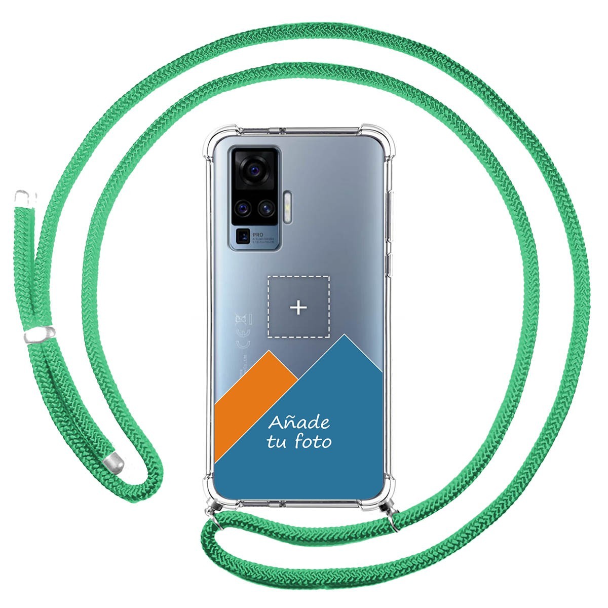 Personaliza tu Funda Colgante Transparente para Vivo X51 5G con Cordon Verde Agua Dibujo Personalizada