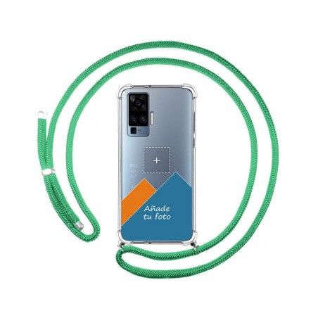 Personaliza tu Funda Colgante Transparente para Vivo X51 5G con Cordon Verde Agua Dibujo Personalizada