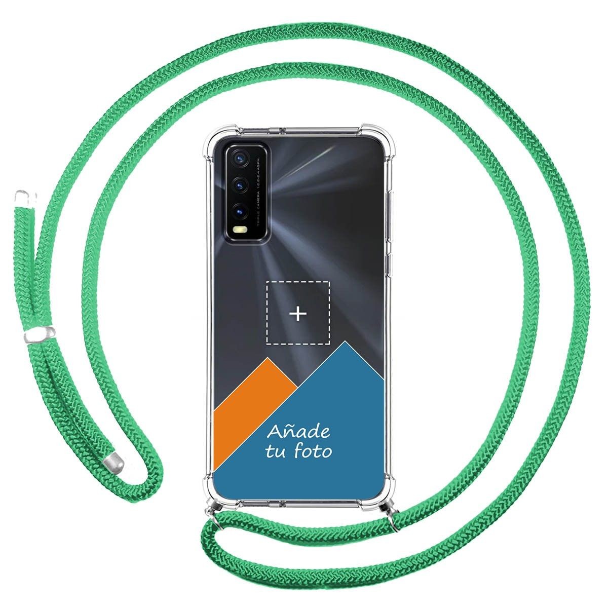 Personaliza tu Funda Colgante Transparente para Vivo Y20s / Y11s con Cordon Verde Agua Dibujo Personalizada