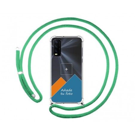 Personaliza tu Funda Colgante Transparente para Vivo Y20s / Y11s con Cordon Verde Agua Dibujo Personalizada