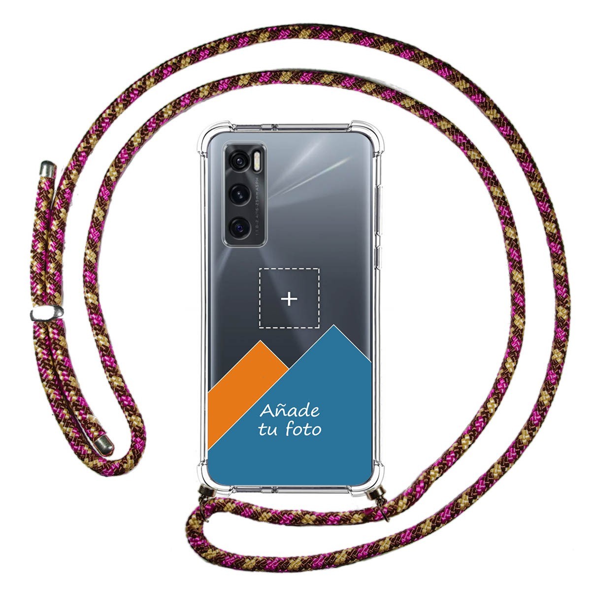 Personaliza tu Funda Colgante Transparente para Vivo Y70 con Cordon Rosa / Dorado Dibujo Personalizada