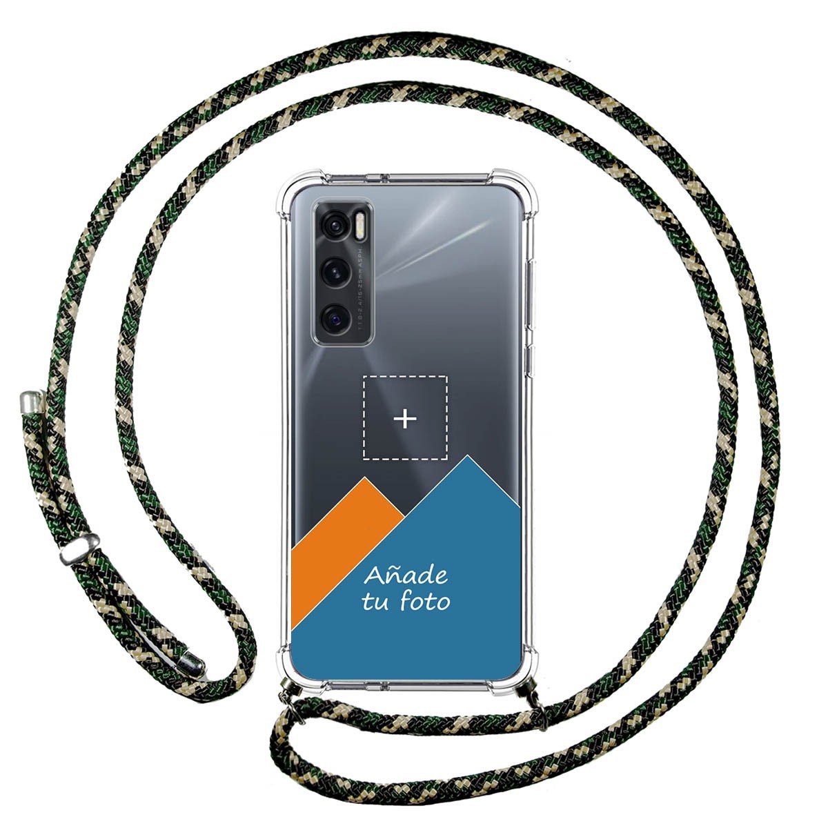 Personaliza tu Funda Colgante Transparente para Vivo Y70 con Cordon Verde / Dorado Dibujo Personalizada