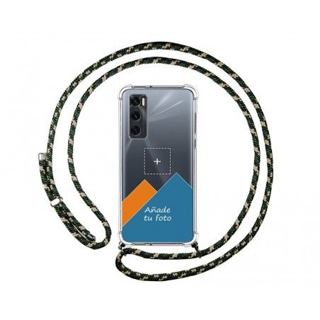 Personaliza tu Funda Colgante Transparente para Vivo Y70 con Cordon Verde / Dorado Dibujo Personalizada