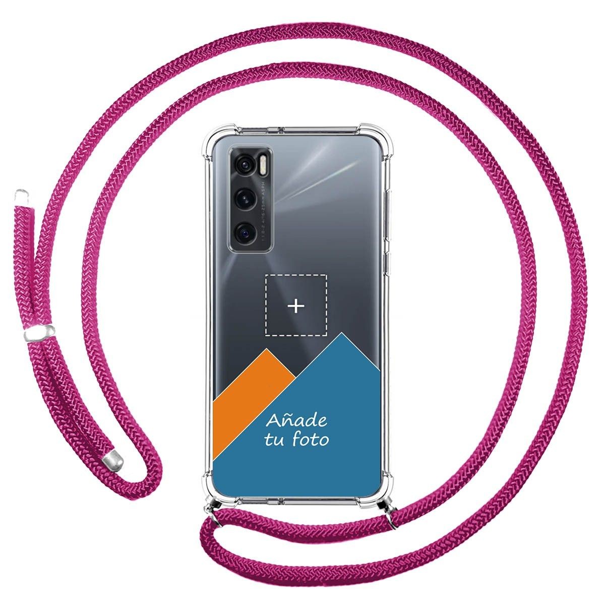Personaliza tu Funda Colgante Transparente para Vivo Y70 con Cordon Rosa Fucsia Dibujo Personalizada