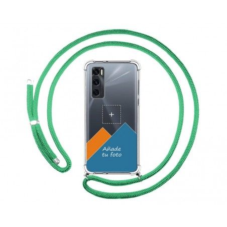 Personaliza tu Funda Colgante Transparente para Vivo Y70 con Cordon Verde Agua Dibujo Personalizada